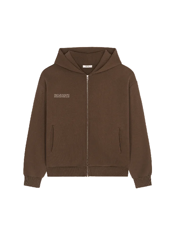 men's hoodie sweatshirt for skiing trips -Womens DNA Heavyweight Zipped Hoodie—cacoa brown