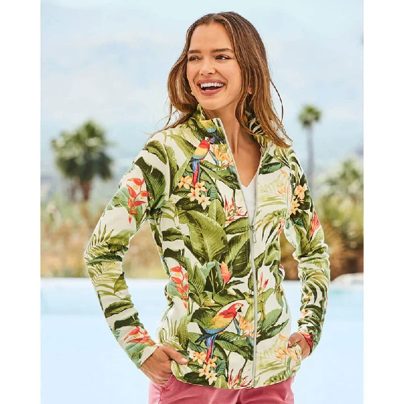 men's performance hoodie sweatshirt -Tommy Bahama Women's Aruba Fronds Forever Full Zip Sweatshirt - Coconut