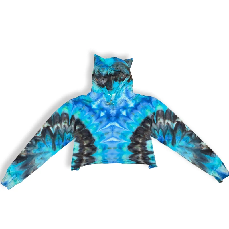 men's hoodie sweatshirt for road trips -XL Cat Ear Crop Hoodie