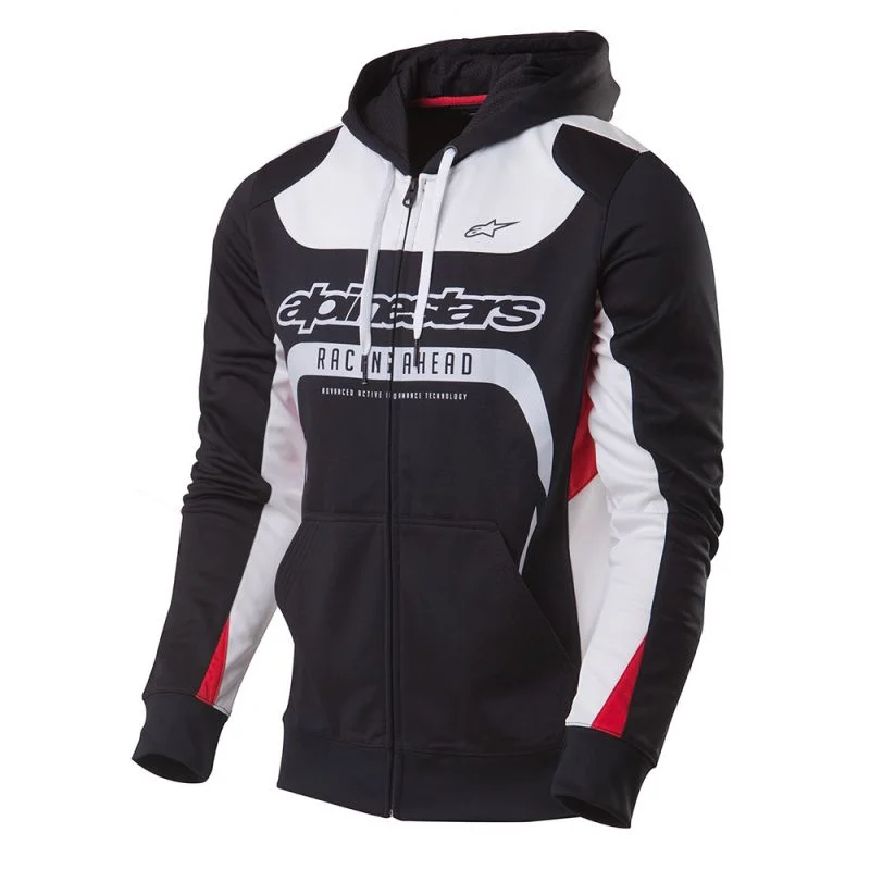 men's hoodie sweatshirt for exercise -Alpinestars Session Zip-Up Hoodie - Black / White / Red