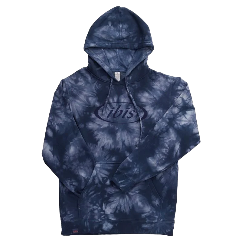 men's thick fleece hoodie sweatshirt -Ibis Logo Pullover Hoodie - Tie Dye Navy