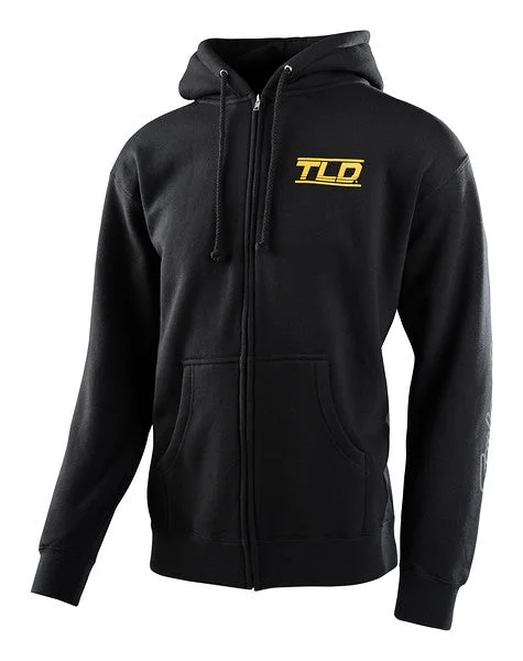 men's hoodie sweatshirt for skiing -Troy Lee Designs Speed Logo Zip-Up Hoodie - Black