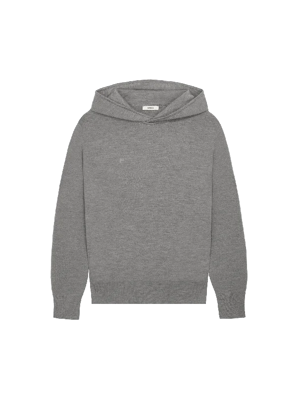 men's cozy pullover hoodie sweatshirt -Mens DNA Regenerative Merino Wool Hoodie—grey marl