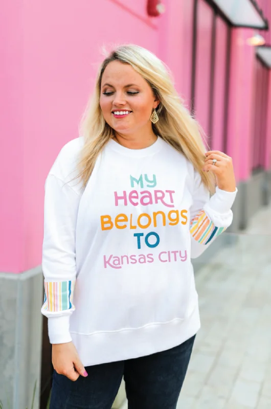 men's hoodie sweatshirt for morning runs -Custom: My Heart Belongs To: (White) - Sweatshirt / Crew