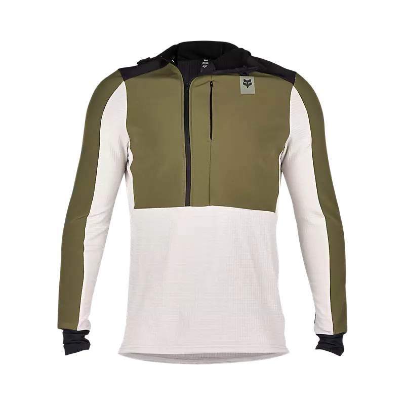 men's hoodie sweatshirt for winter sports -Fox Racing Defend Thermal Hoodie - Olive Green