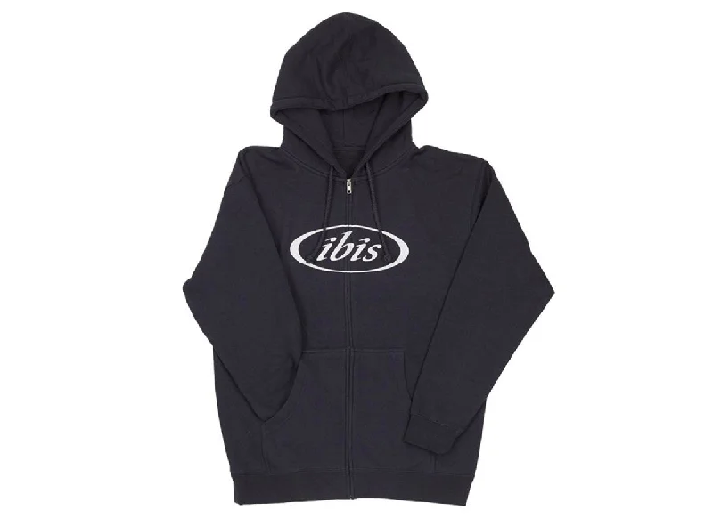 men's oversized pullover hoodie sweatshirt -Ibis Logo Zip Hoodie - Navy-Bone Logo