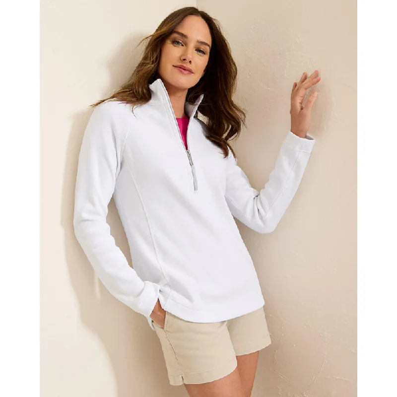 men's hoodie sweatshirt for running -Tommy Bahama Women's New Aruba Half Zip Sweatshirt - White*