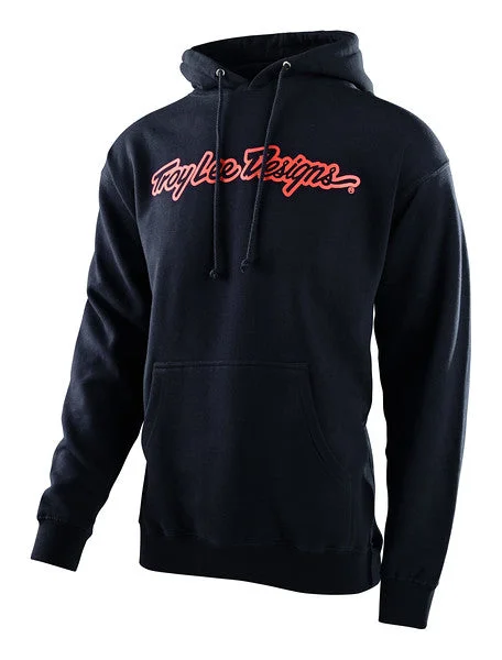 men's hoodie sweatshirt for workout -Troy Lee Designs Signature Pullover Hoodie - Navy