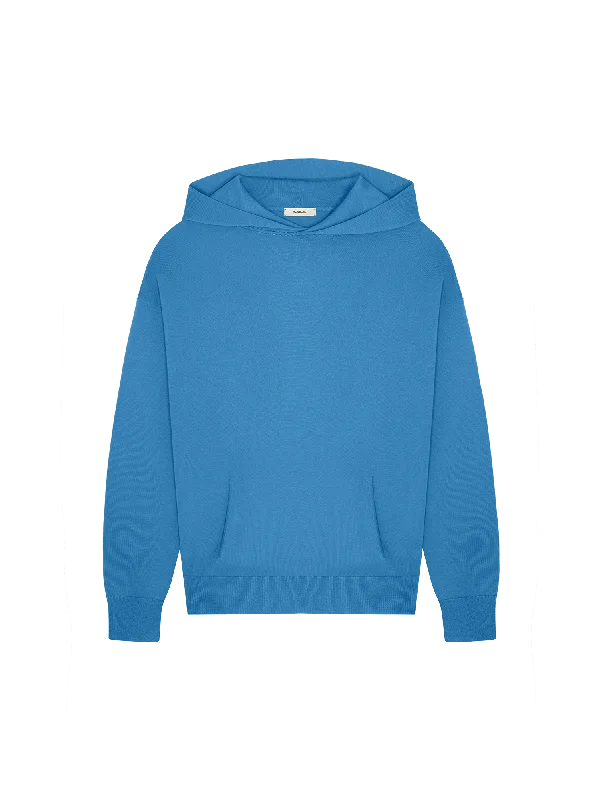 men's thick fleece hoodie sweatshirt -Womens DNA Knitted Hoodie—geyser blue