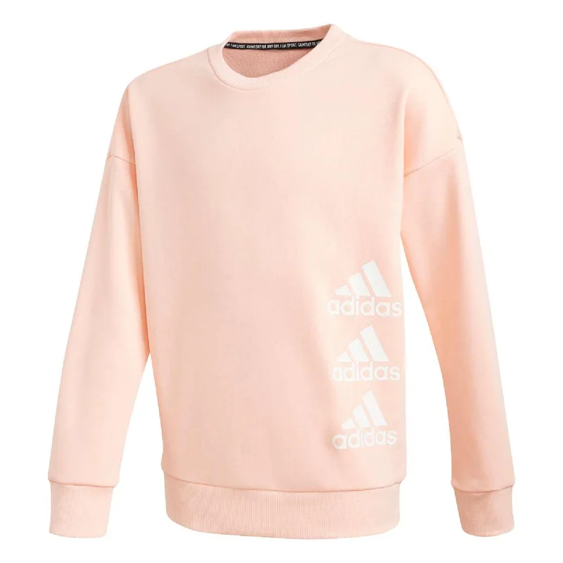 men's hoodie sweatshirt for travel -Adidas Must Haves Crew Girls Sweatshirt -Haze Coral / White