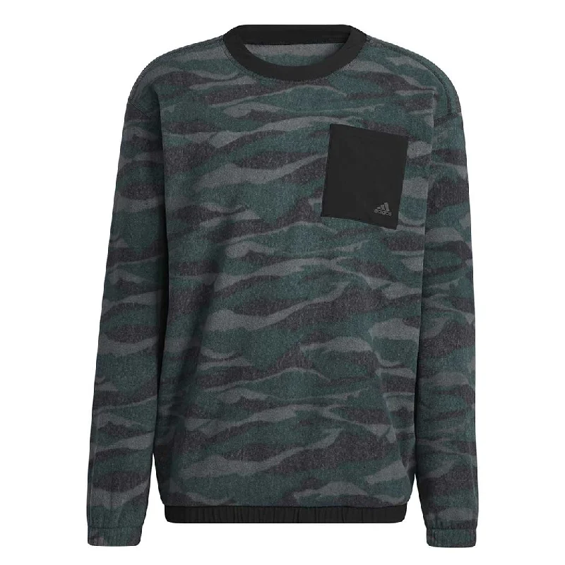 men's sportswear hoodie sweatshirt -adidas - Men's Texture Print Crew Sweatshirt (HF6523)