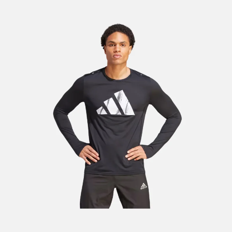 men's casual pullover hoodie sweatshirt -Adidas Brand Love Long Sleeve Men's Running Sweatshirt -Black