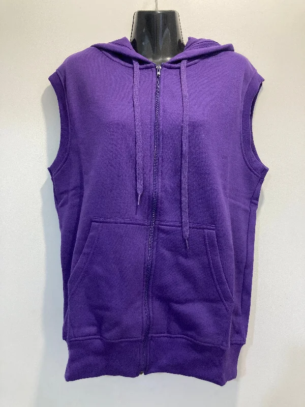 men's zip-up hoodie sweatshirt -Sleeveless Hoodie - Purple