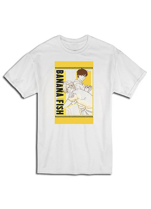 men's casual style t-shirts -Banana Fish - Ash Lynx & Eiji Okumura's Yellow Art Men's T-Shirt