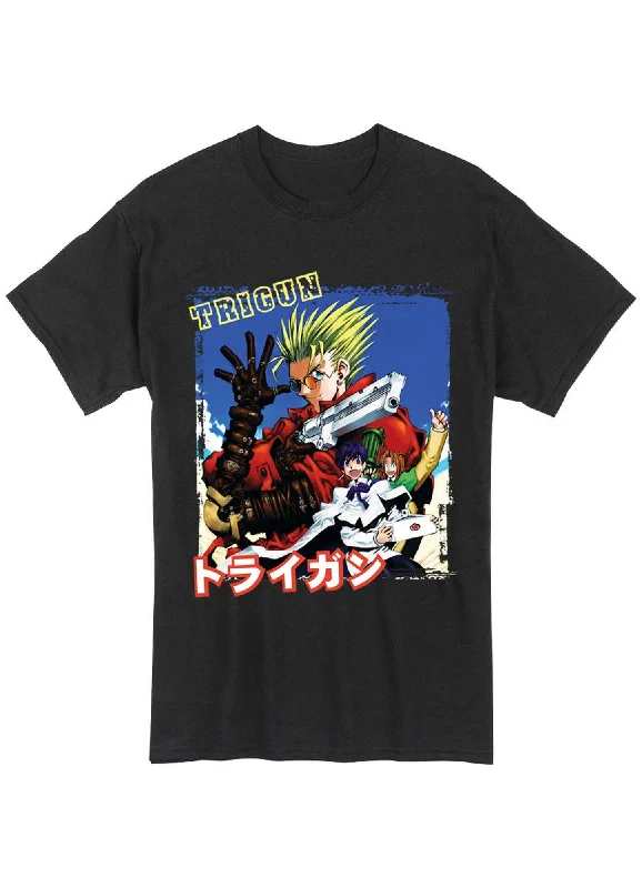 men's hooded t-shirts -Trigun - Vash The Stampede, Meryl Stryfe & Milly Thompson Screen Print Men's T-Shirt