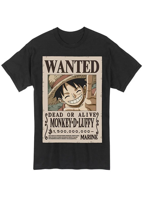 men's casual style t-shirts -One Piece - Monkey D. Luffy Wanted Poster T-Shirt