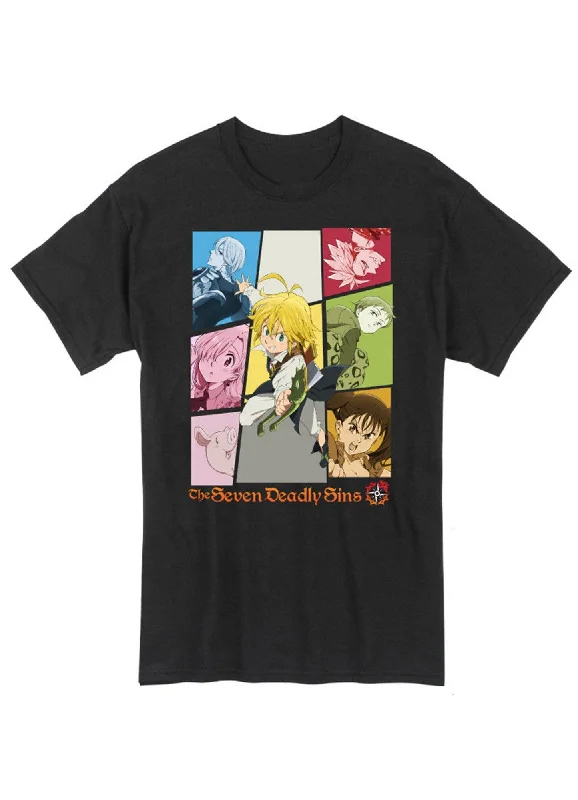 men's tie-dye t-shirts -The Seven Deadly Sins - Group Panels T-Shirt