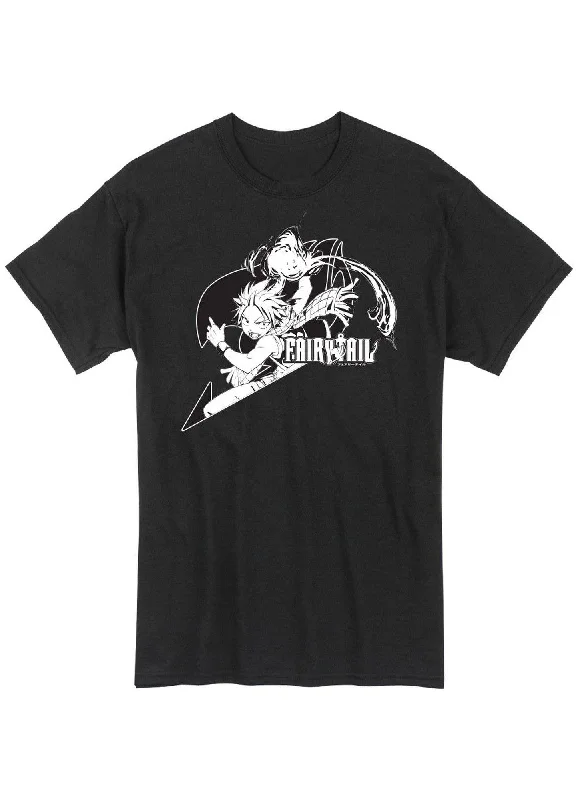 men's cotton-blend t-shirts -Fairy Tail - Leaping Natsu Dragneel Men's Screen Print T-Shirt