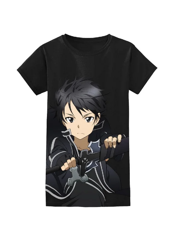 men's bold t-shirts -Sword Art Online - Kirito Battle Ready Jrs T-Shirt