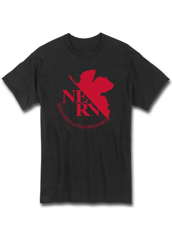 men's printed slogan t-shirts -Evangelion - Nerv Logo T-Shirt