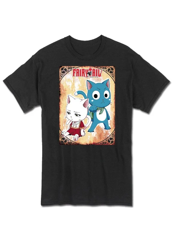 men's streetwear t-shirts -Fairy Tail - Happy & Carla Men's Screen Print T-Shirt