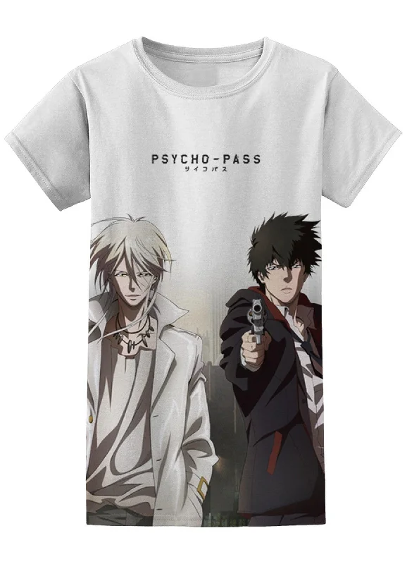 men's high-end t-shirts -Psycho Pass - Shinya Kogami Vs Shougo Makishima Jrs Sublimation T-Shirt