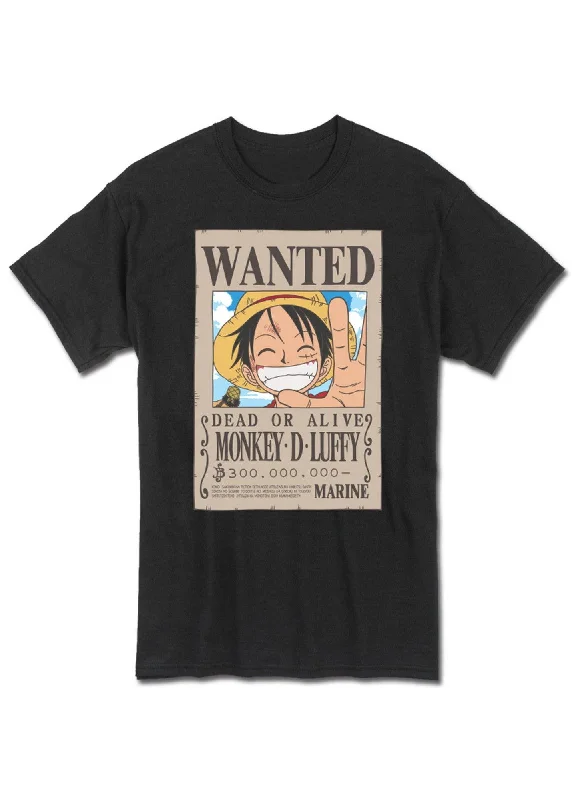 men's slim-fit graphic t-shirts -One Piece - Monkey D. Luffy Wanted T-Shirt