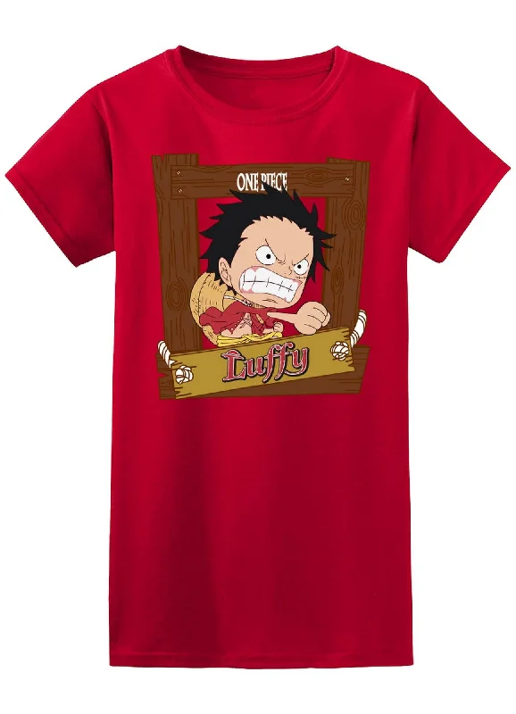 men's relaxed t-shirts -One Piece - SD Monkey D. Luffy Jrs Screen Print T-Shirt