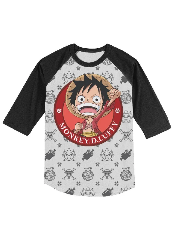 men's stylish cotton t-shirts -One Piece - SD Monkey D. Luffy Sublimation 3/4 Sleeves Shirt