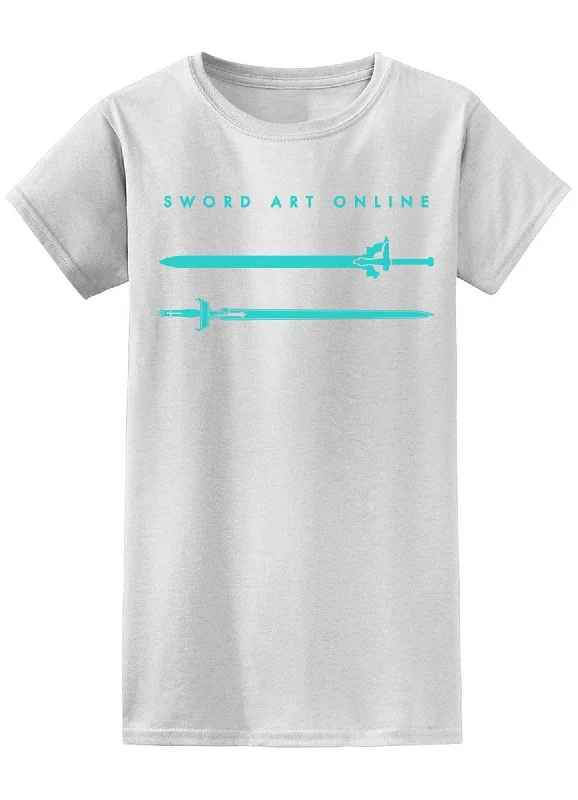 men's performance t-shirts -Sword Art Online - Asuna's And Kirito's Swords Jrs Screen Print T-Shirt