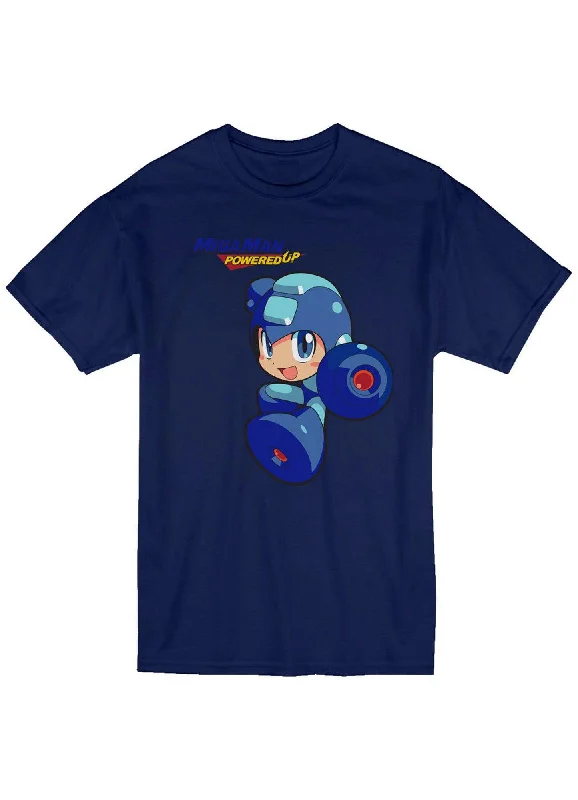 men's unique design t-shirts -Mega Man - Powered Up Mega Man SD Men's Screen Print T-Shirt