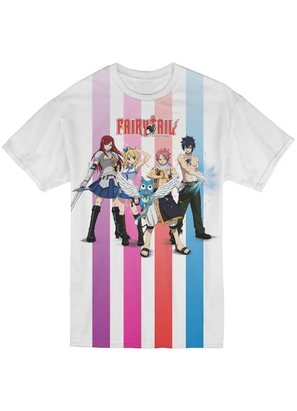 men's fashionable long-sleeve t-shirts -Fairy Tail - Group With Lines Jrs Sublimation T-Shirt