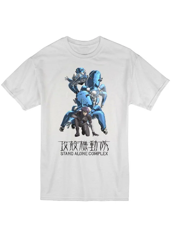 men's printed logo t-shirts -Ghost in The Shell - Motoko Kusanagi And Tachikoma Men's Screen Print T-Shirt