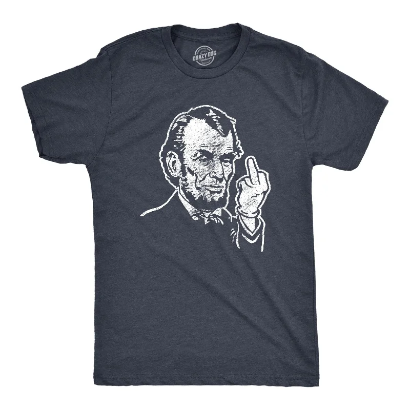 men's casual crew neck t-shirts -Abe Lincoln Middle Finger Men's T Shirt