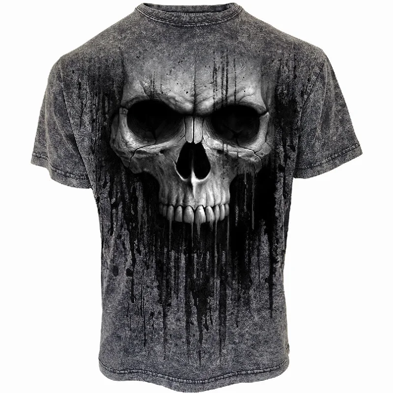 men's relaxed t-shirts -ACID SKULL - Acid Wash T-Shirt