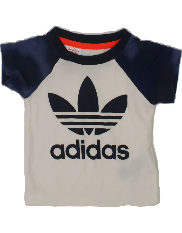 men's unique design t-shirts -ADIDAS Baby Boys Graphic T-Shirt Top 0-3 Months White Colourblock Cotton