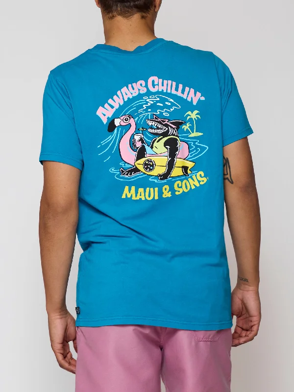 men's fitted t-shirts -Always Chillin' T-Shirt in Blue