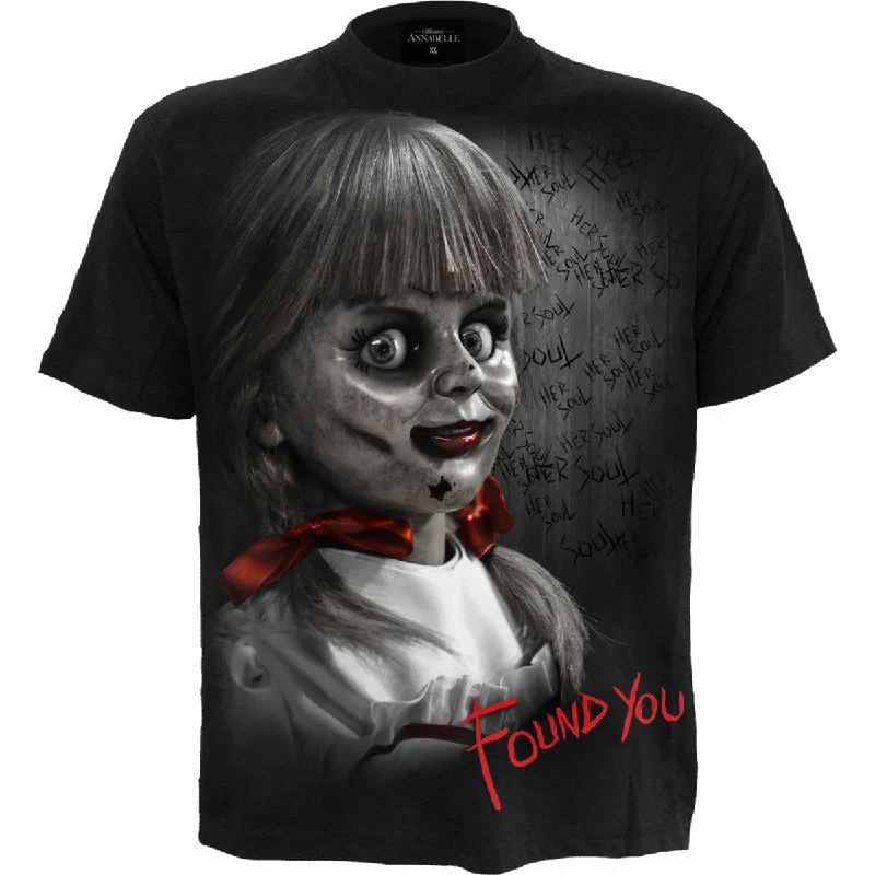 men's basic round-neck t-shirts -ANNABELLE - FOUND YOU - T-Shirt Black