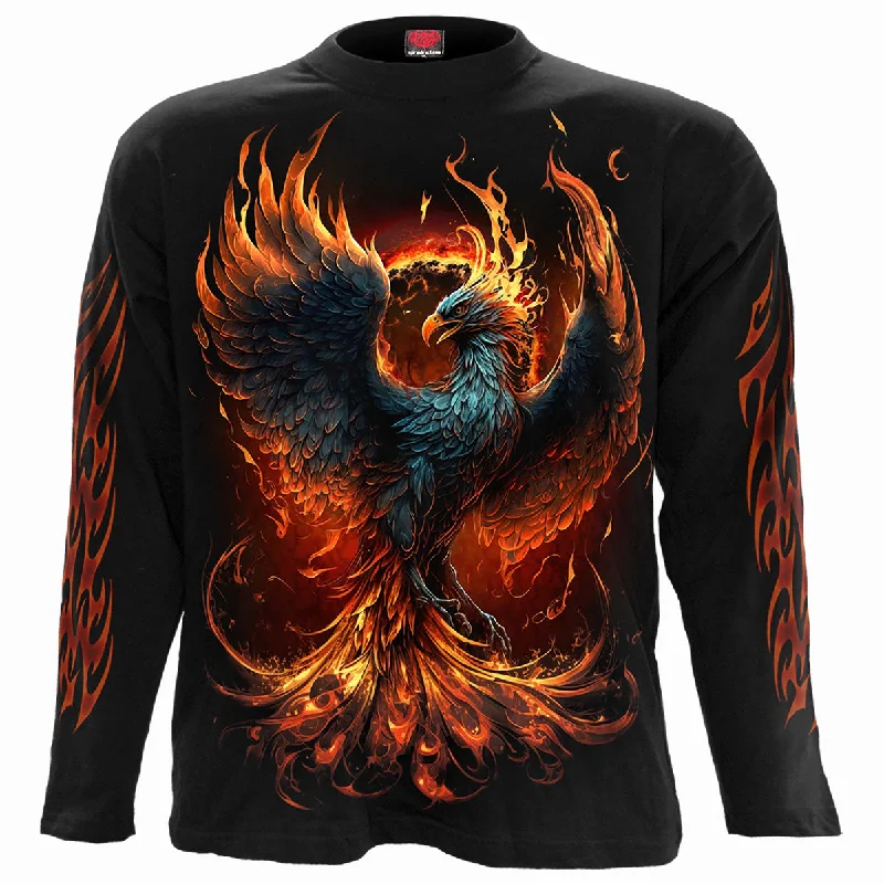 men's casual wear t-shirts -ASHES REBORN - Longsleeve T-Shirt Black