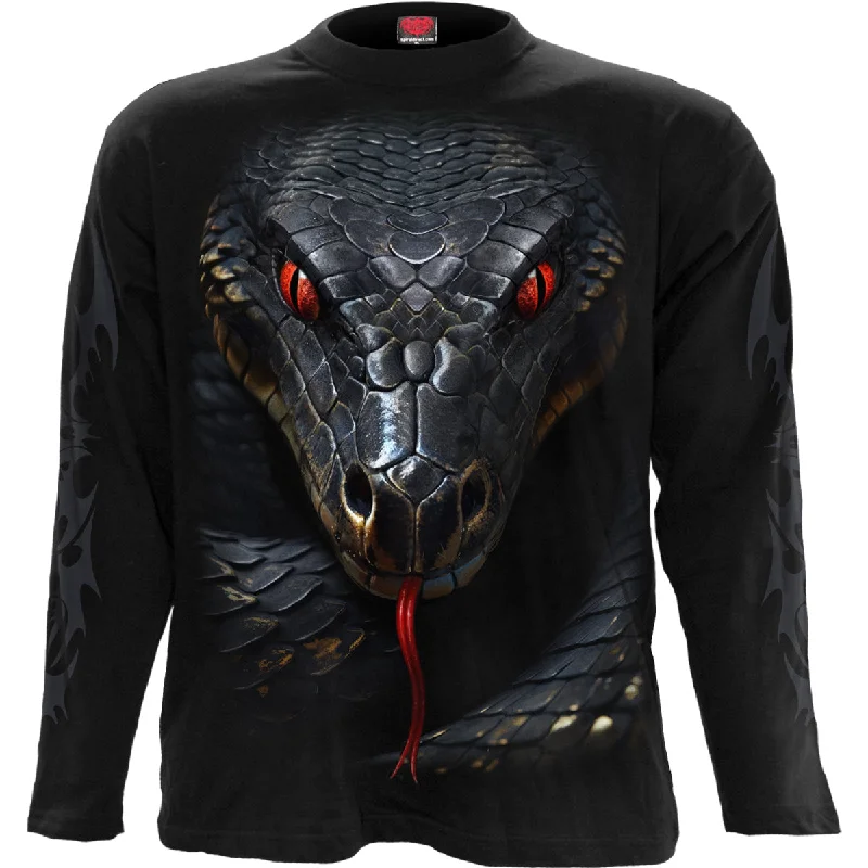 men's hooded t-shirts -BASILISK - Longsleeve T-Shirt Black