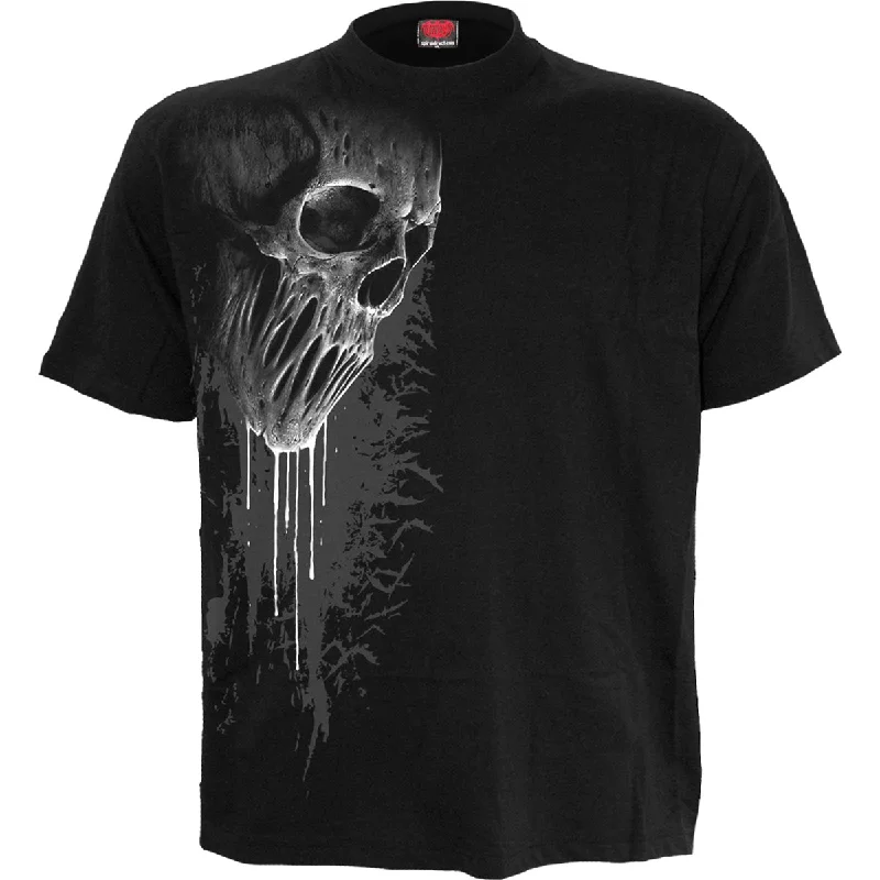 men's striped t-shirts -BAT CURSE - Front Print T-Shirt Black