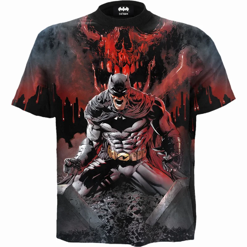 men's lightweight t-shirts -BATMAN - ASYLUM WRAP - Allover T-Shirt Black