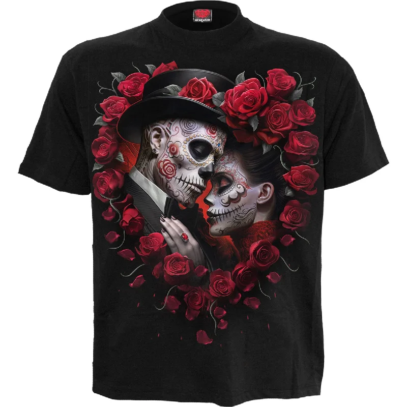 men's long-line t-shirts -BE MINE - Front Print T-Shirt Black