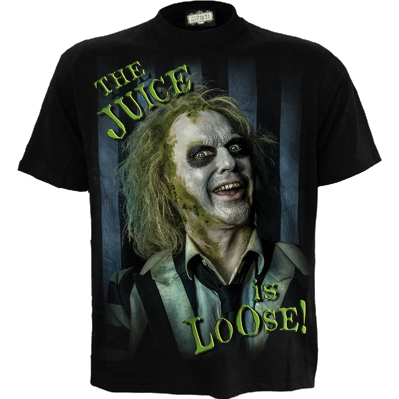 men's plain t-shirts -BEETLEJUICE 2 - JUICE IS LOOSE - Front Print T-Shirt Black