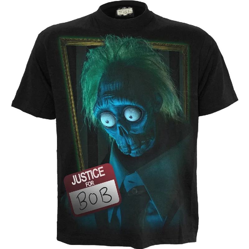 men's short-sleeve t-shirts -BEETLEJUICE 2 - JUSTICE FOR BOB - Front Print T-Shirt Black