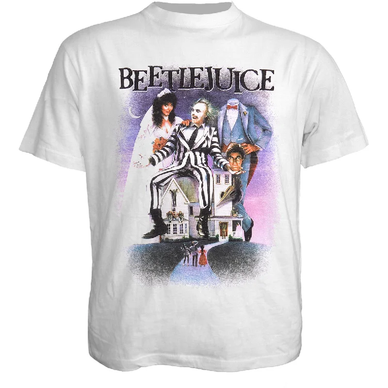 men's fashionable long-sleeve t-shirts -BEETLEJUICE - POSTER WHITE - Front Print T-Shirt White