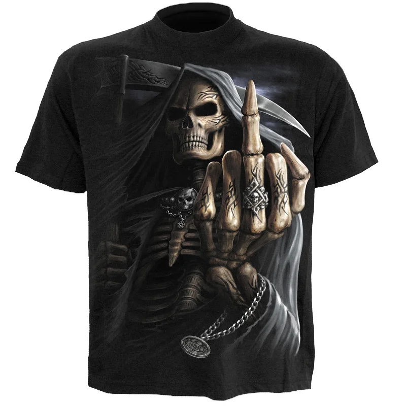 men's athletic-fit t-shirts -BONE FINGER - T-Shirt Black