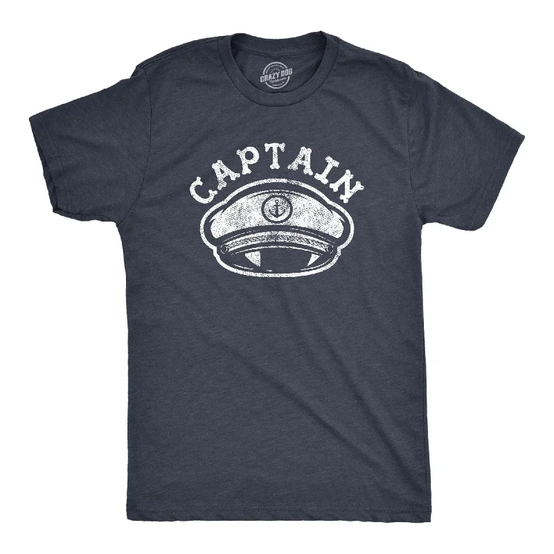 men's fashionable long-sleeve t-shirts -Captain Hat Men's T Shirt