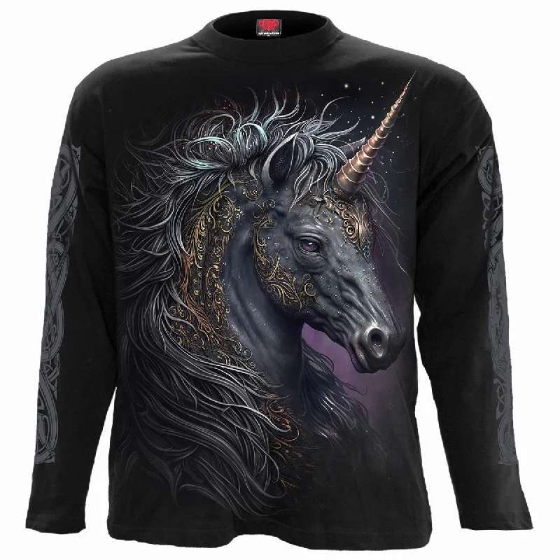 men's athletic t-shirts for workout -CELTIC UNICORN - Longsleeve T-Shirt Black