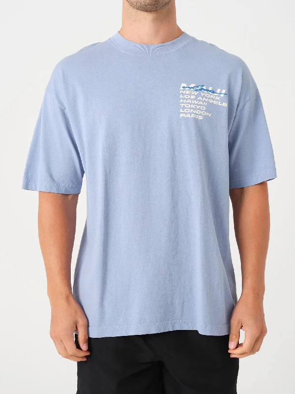 men's striped t-shirts -City Wave T-Shirt in Clear Blue